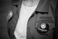 obama stickers, b&w